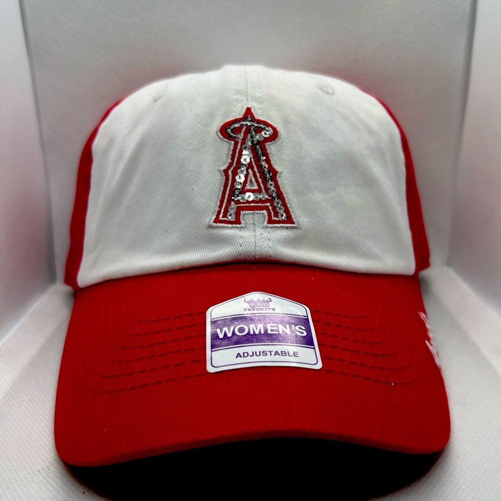 LA Anaheim Angels Hat Cap Strapback Women’s Embezzled Red/white MLB Baseball